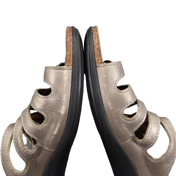 Dansko Shoes Womens 40 Sandals Janie Slip On Metallic Leather Adjustable Straps - Picture 10 of 16